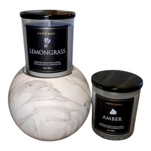 NEW Bath and Body Works Single Wick Candles with Marble Candle Holder